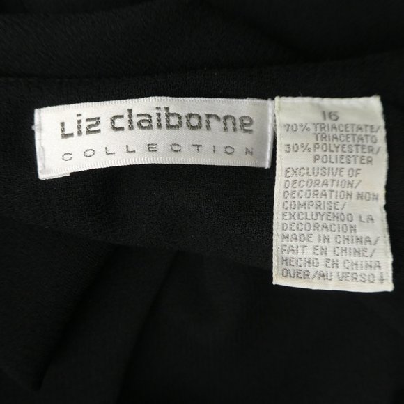 Liz Claiborne Vintage Beaded Black Jumpsuit Elegant Bead Belt Wide Leg Zip XL - Picture 9 of 10